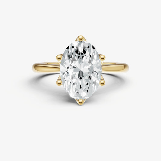Oval Tulip Round Solitaire Engagement Ring