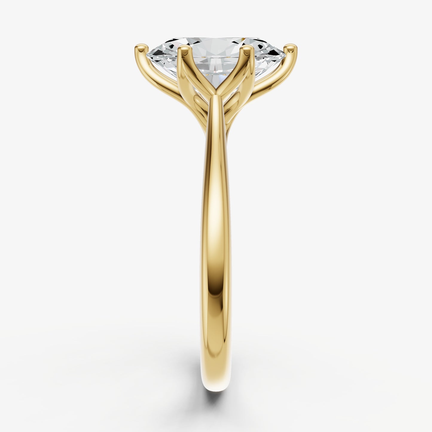 Oval Tulip Round Solitaire Engagement Ring