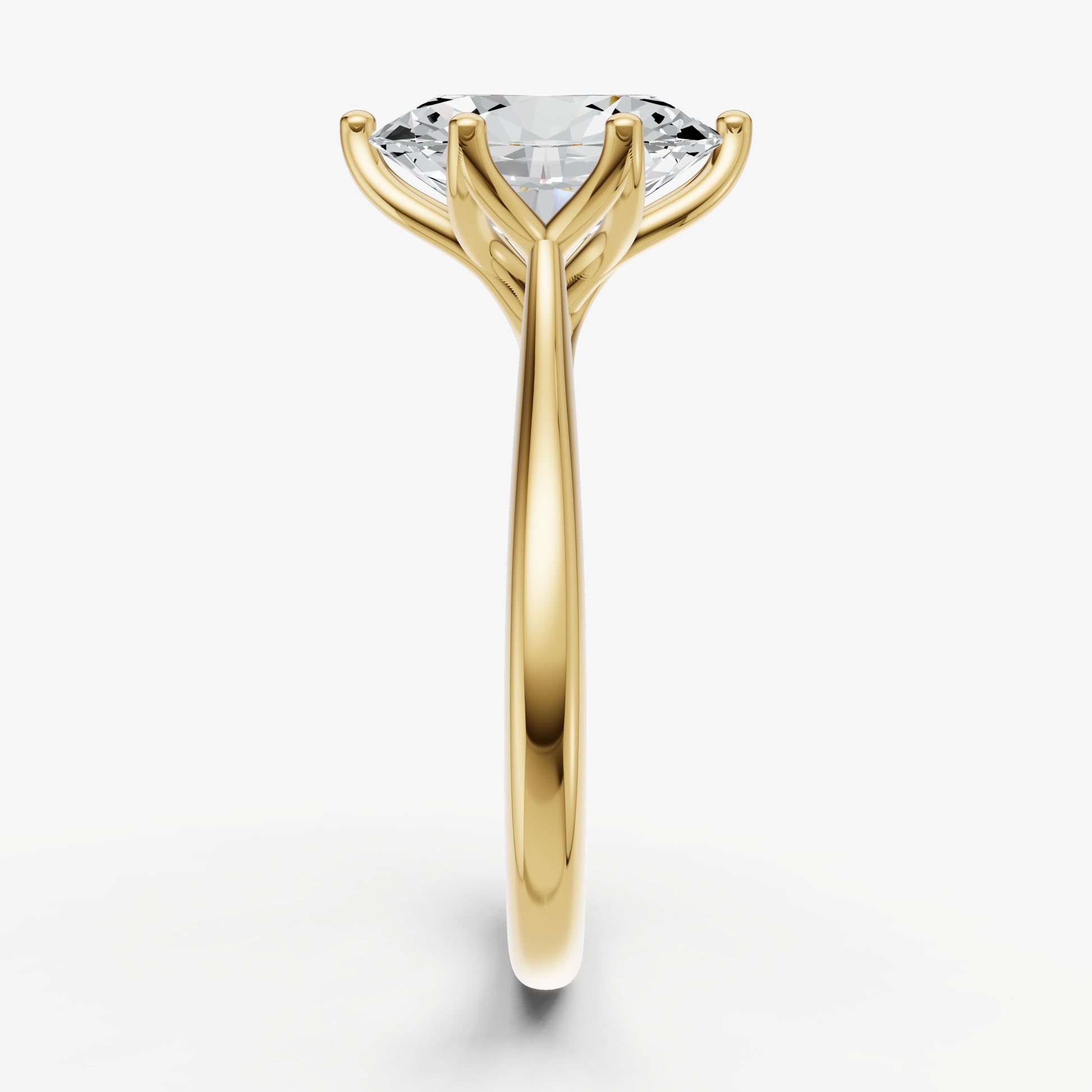 Oval Tulip Round Solitaire Engagement Ring