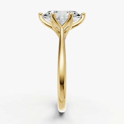 Oval Tulip Round Solitaire Engagement Ring