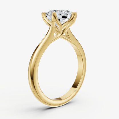 Oval Tulip Round Solitaire Engagement Ring
