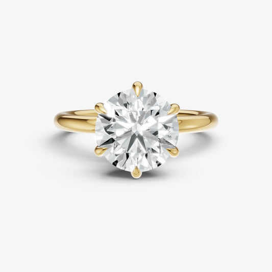 Round 6 Claw Solitaire Engagement Ring