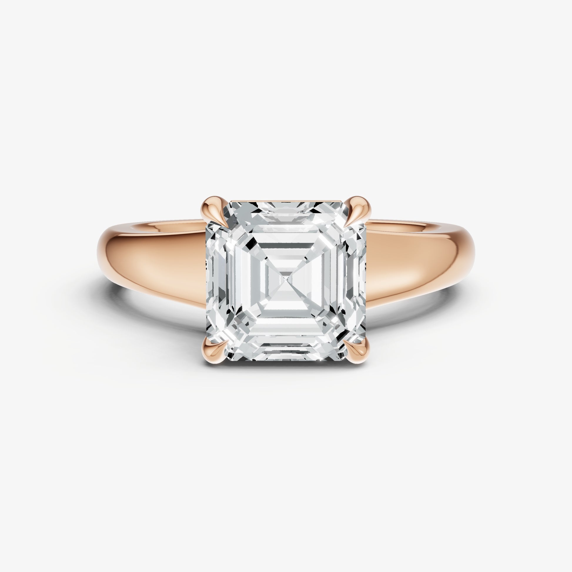 Asscher Solitaire Engagement Ring with Reverse Tapered Band