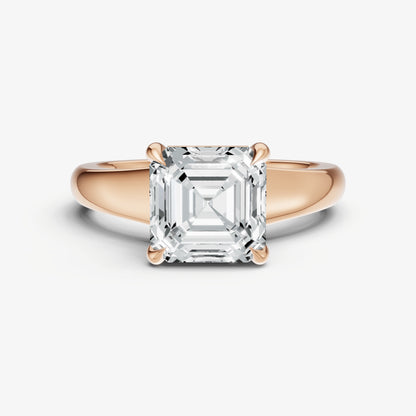 Asscher Solitaire Engagement Ring with Reverse Tapered Band
