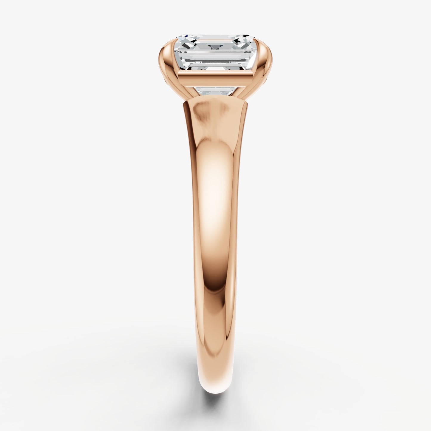 Asscher Solitaire Engagement Ring with Reverse Tapered Band