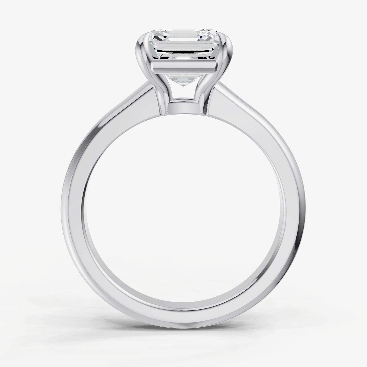 Asscher Solitaire Engagement Ring with Reverse Tapered Band