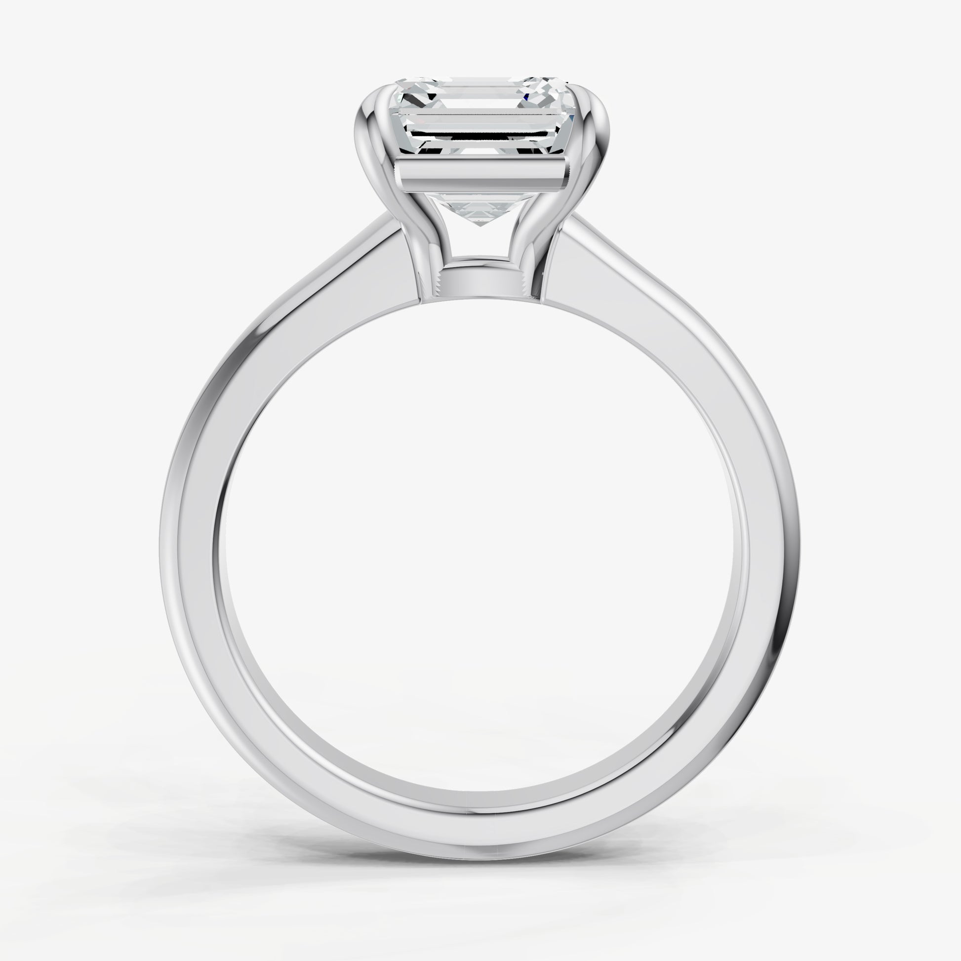 Asscher Solitaire Engagement Ring with Reverse Tapered Band