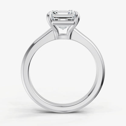 Asscher Solitaire Engagement Ring with Reverse Tapered Band