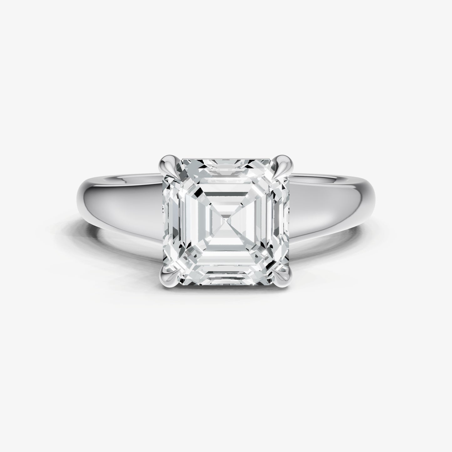 Asscher Solitaire Engagement Ring with Reverse Tapered Band
