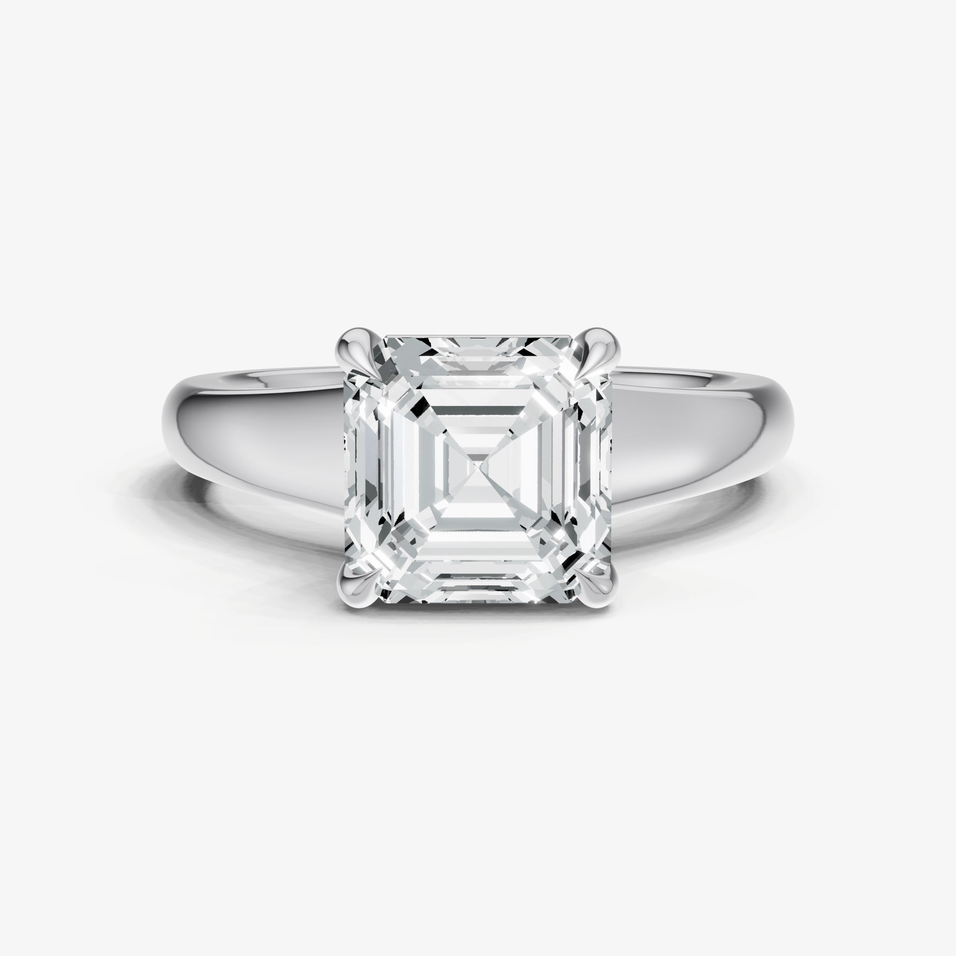 Asscher Solitaire Engagement Ring with Reverse Tapered Band