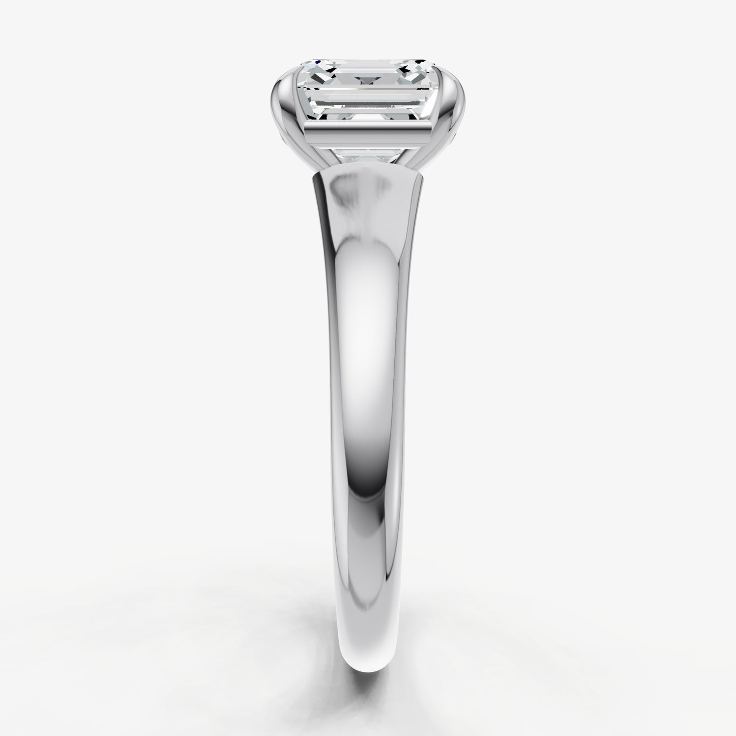 Asscher Solitaire Engagement Ring with Reverse Tapered Band