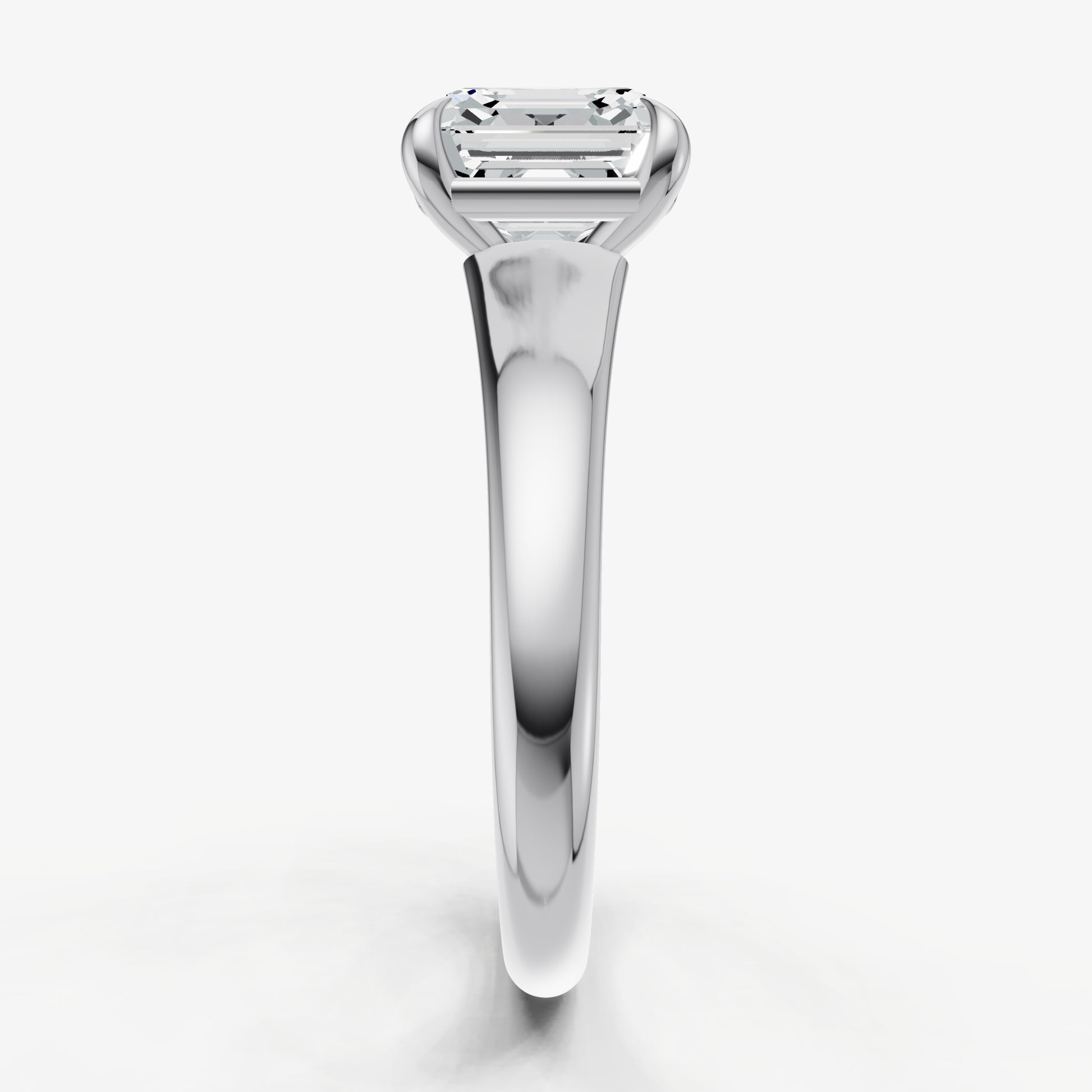 Asscher Solitaire Engagement Ring with Reverse Tapered Band