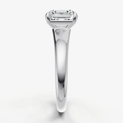 Asscher Solitaire Engagement Ring with Reverse Tapered Band