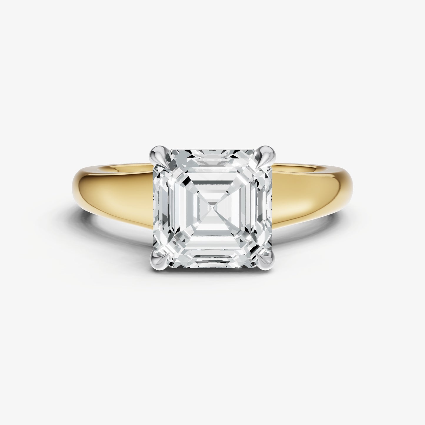 Asscher Solitaire Engagement Ring with Reverse Tapered Band