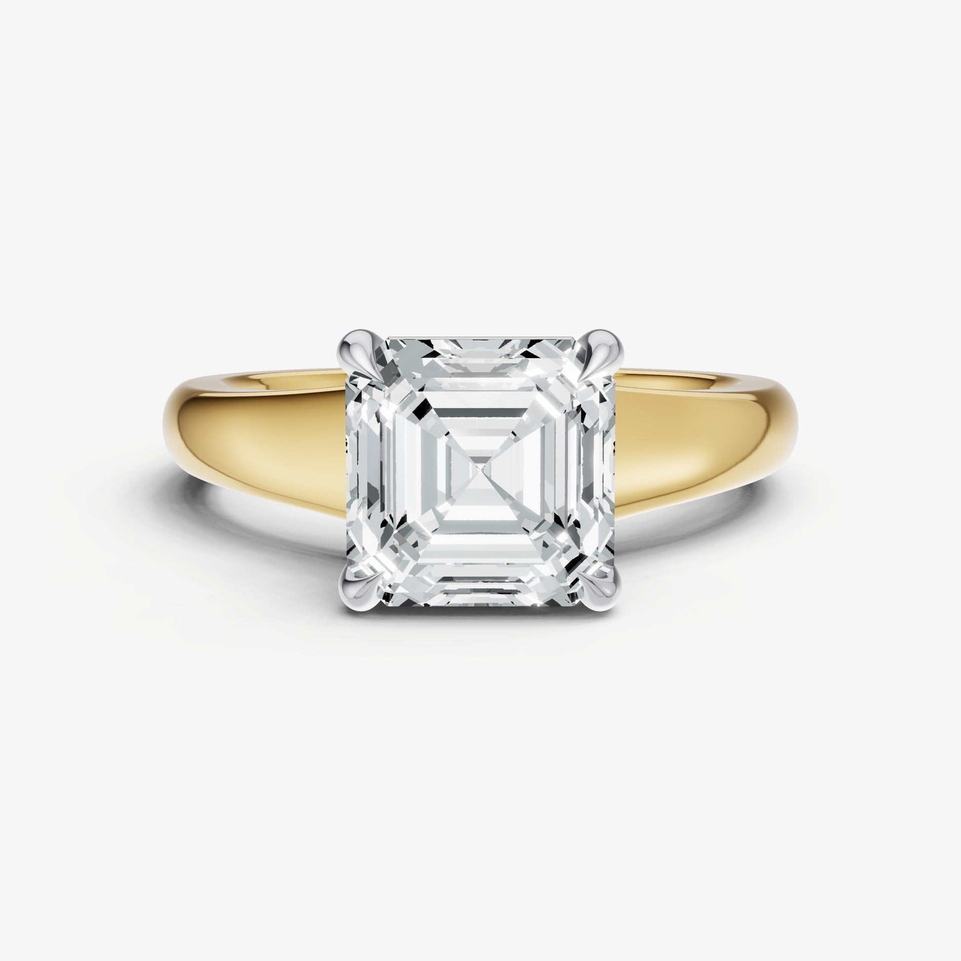 Asscher Solitaire Engagement Ring with Reverse Tapered Band