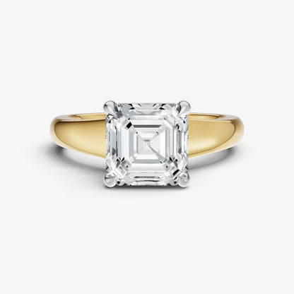 Asscher Solitaire Engagement Ring with Reverse Tapered Band
