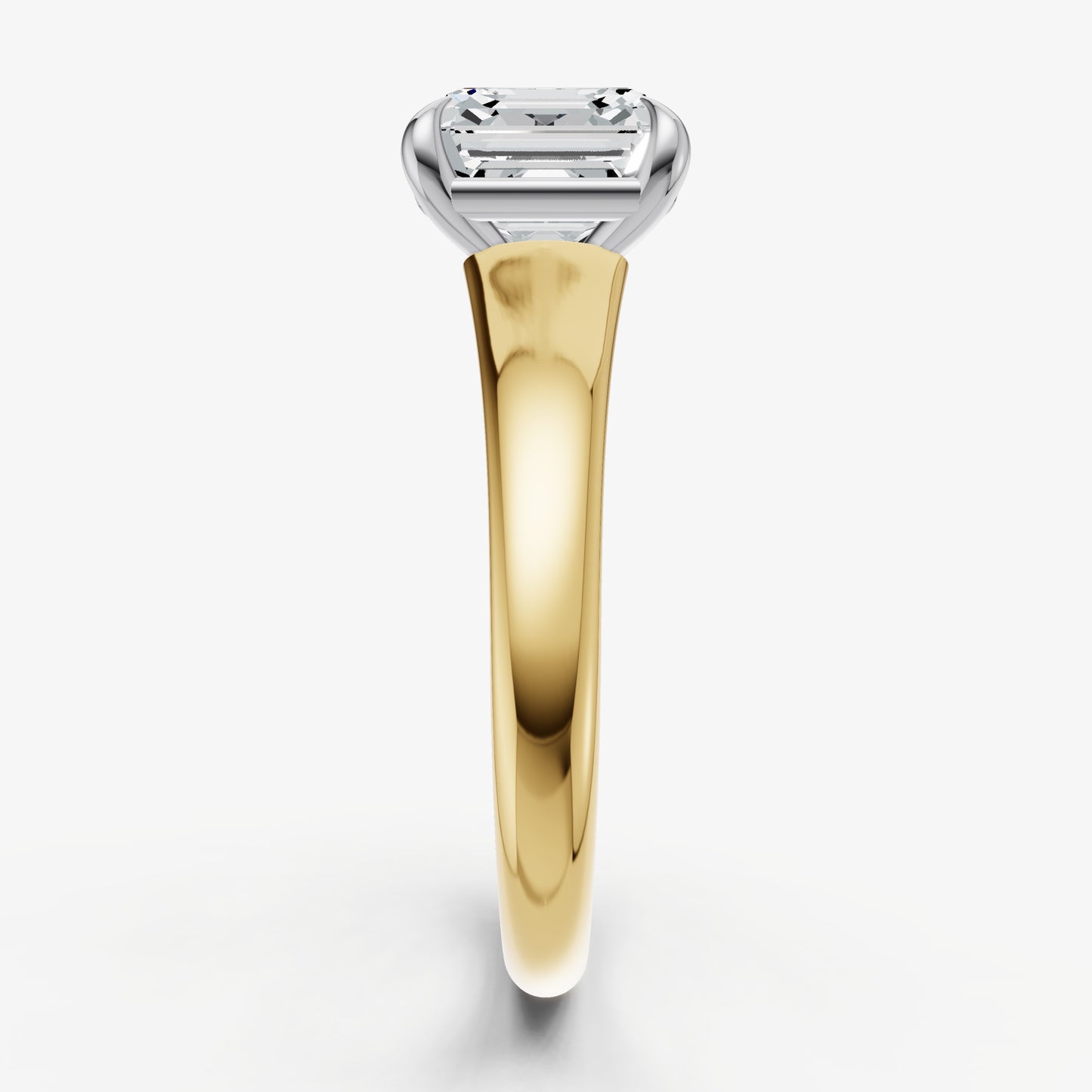 Asscher Solitaire Engagement Ring with Reverse Tapered Band