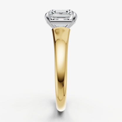 Asscher Solitaire Engagement Ring with Reverse Tapered Band