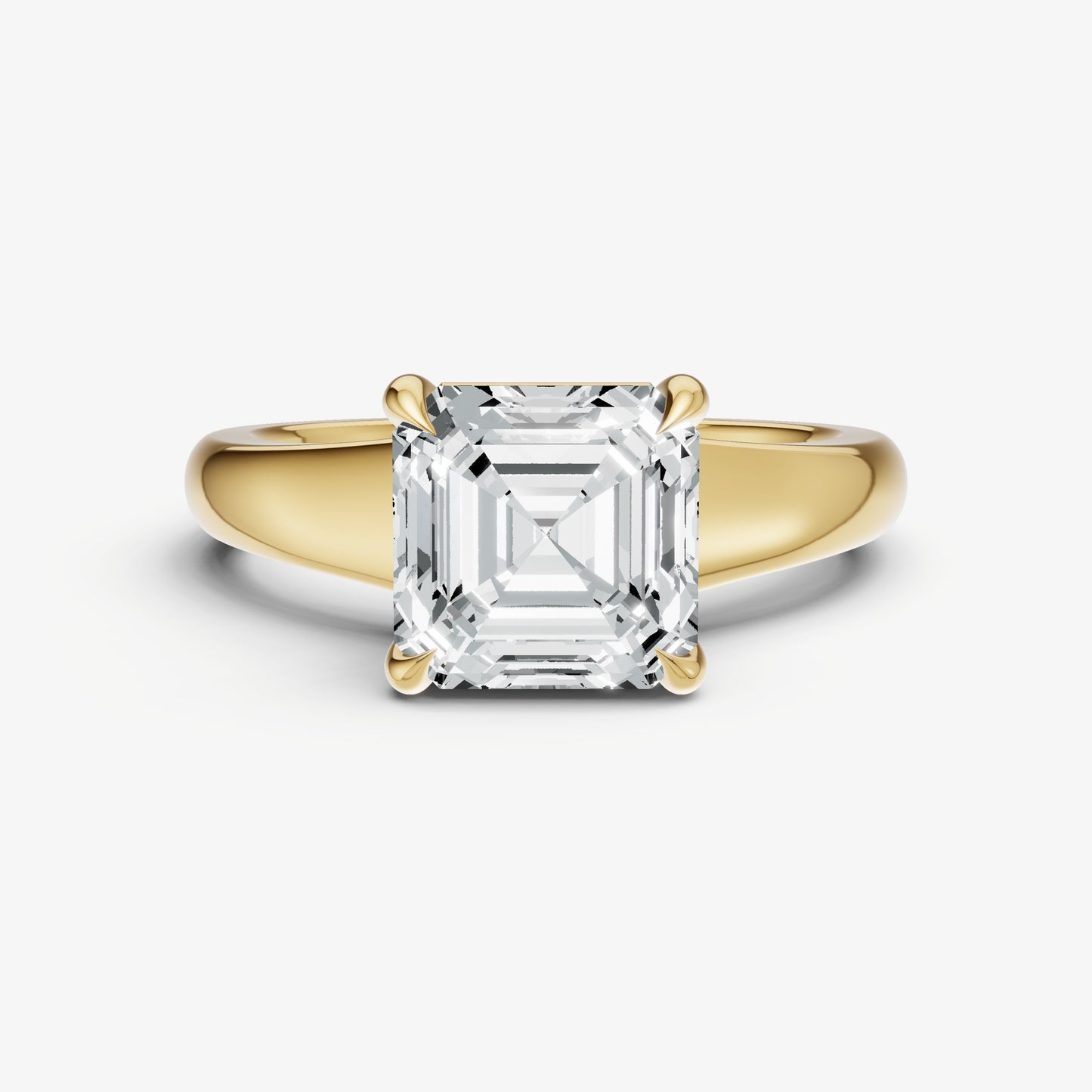 Asscher Solitaire Engagement Ring with Reverse Tapered Band