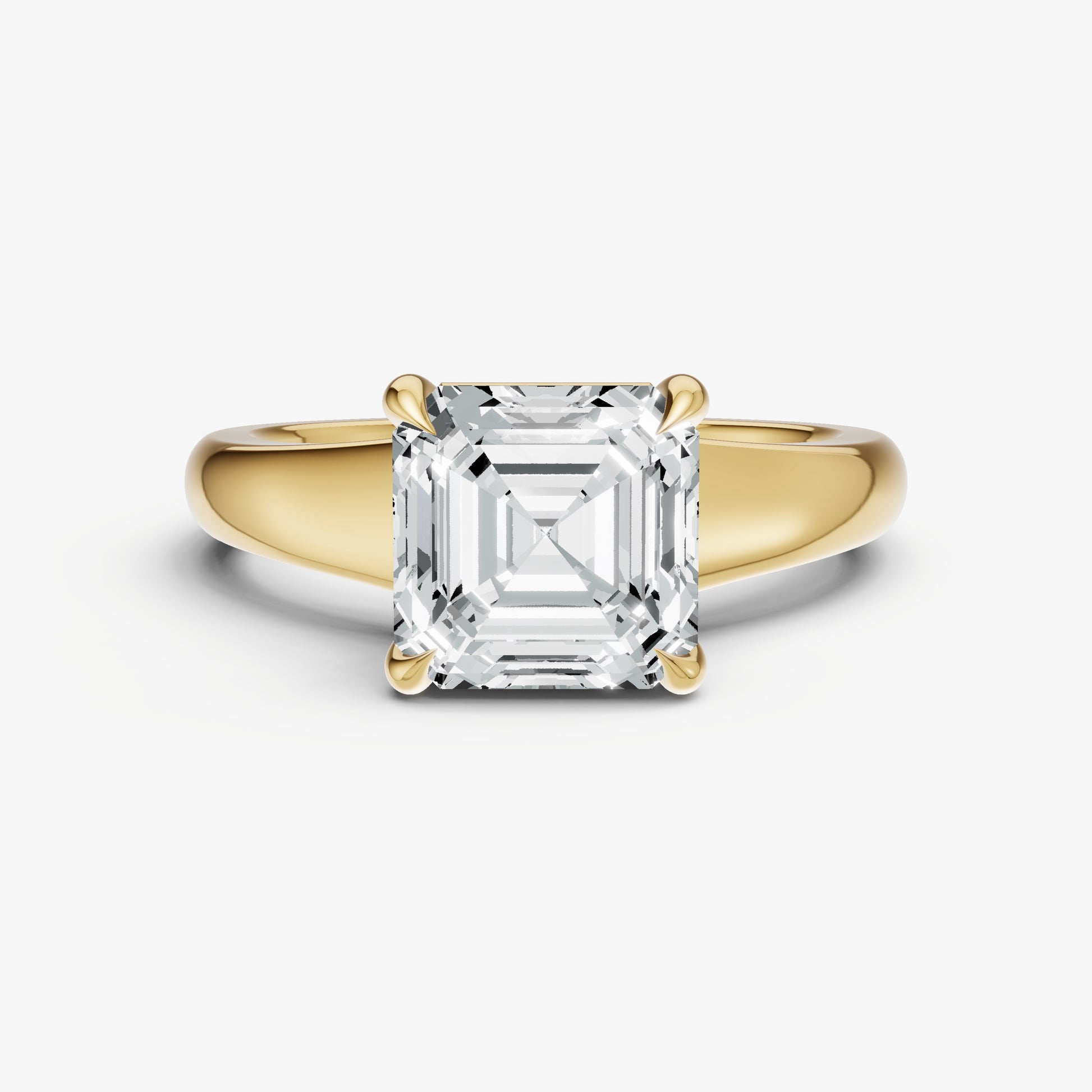 Asscher Solitaire Engagement Ring with Reverse Tapered Band