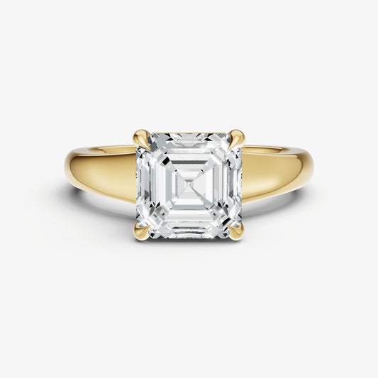Asscher Solitaire Engagement Ring with Reverse Tapered Band