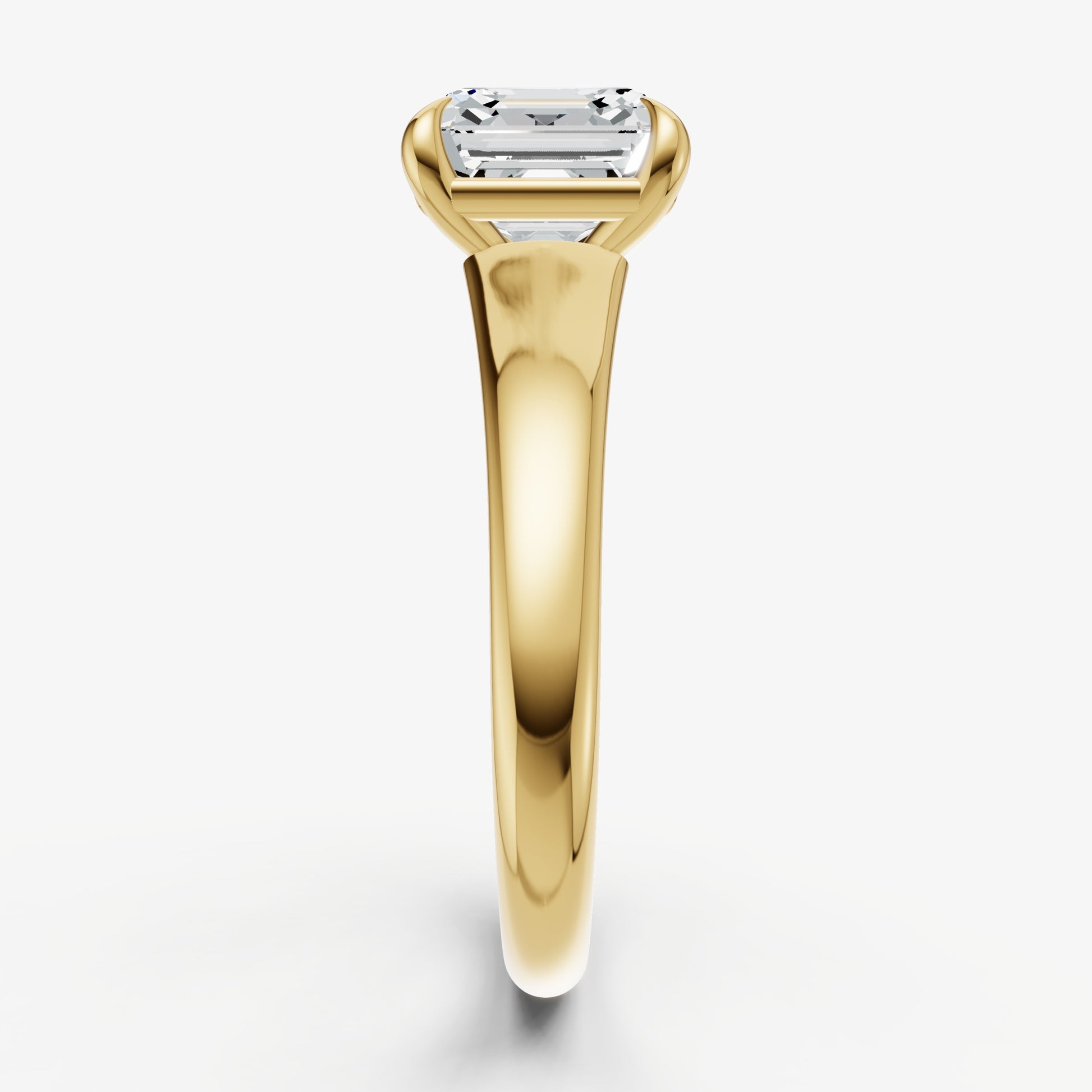 Asscher Solitaire Engagement Ring with Reverse Tapered Band