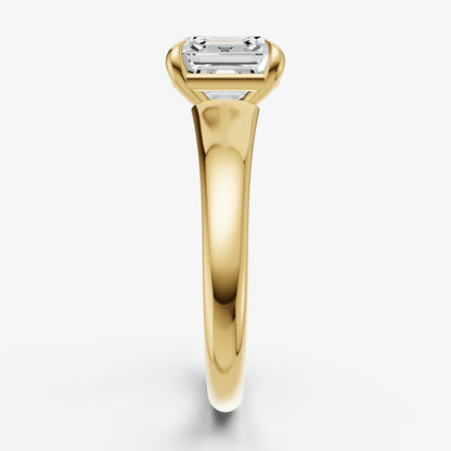 Asscher Solitaire Engagement Ring with Reverse Tapered Band