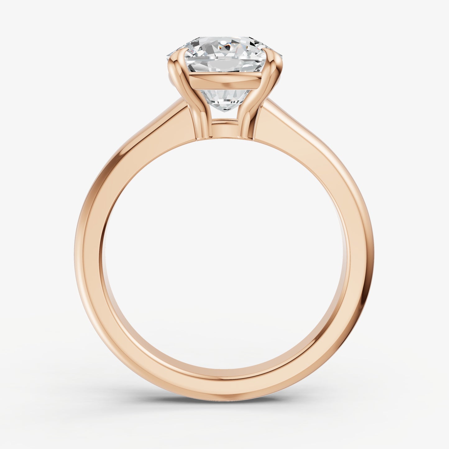 Cushion Solitaire Engagement Ring with Reverse Tapered Band