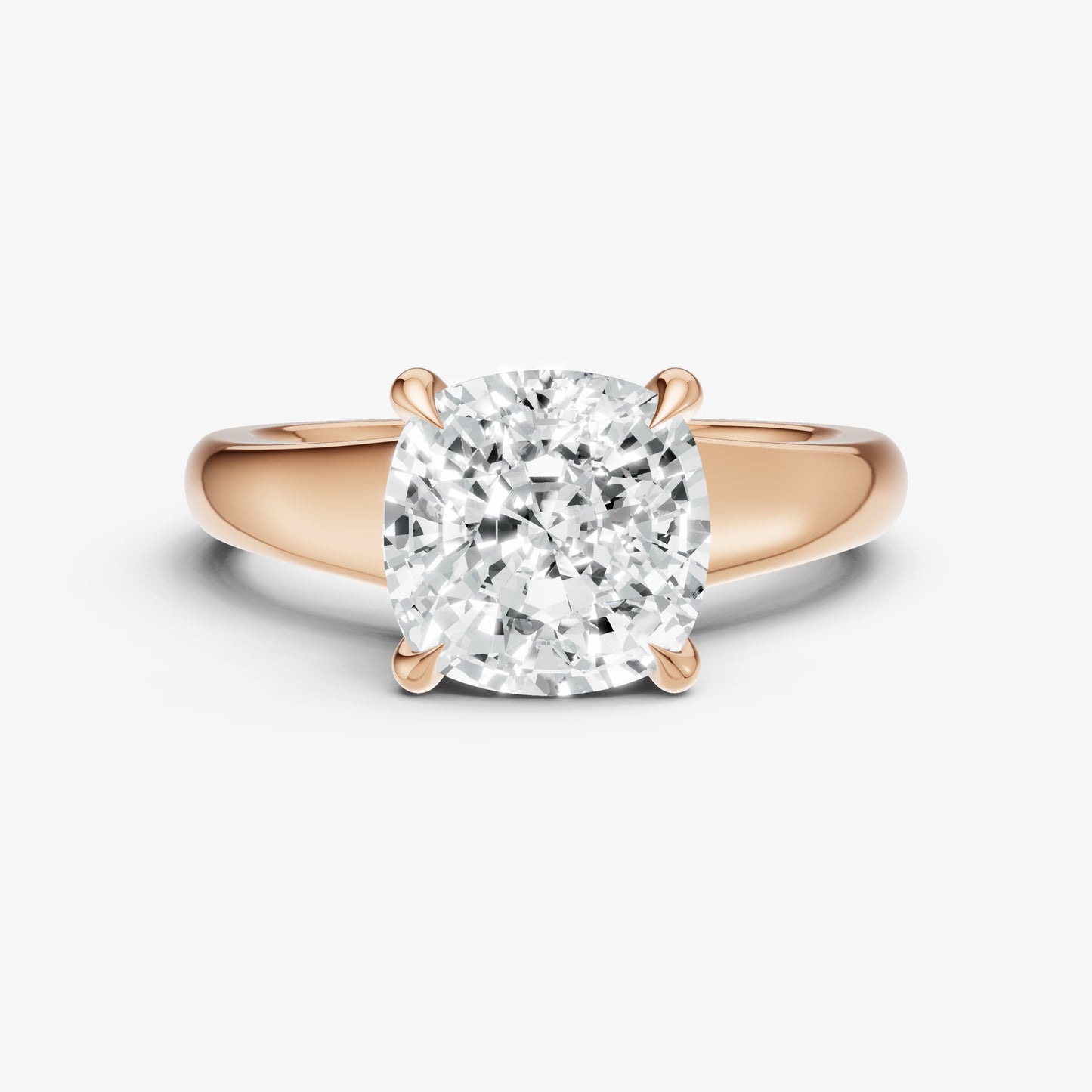 Cushion Solitaire Engagement Ring with Reverse Tapered Band