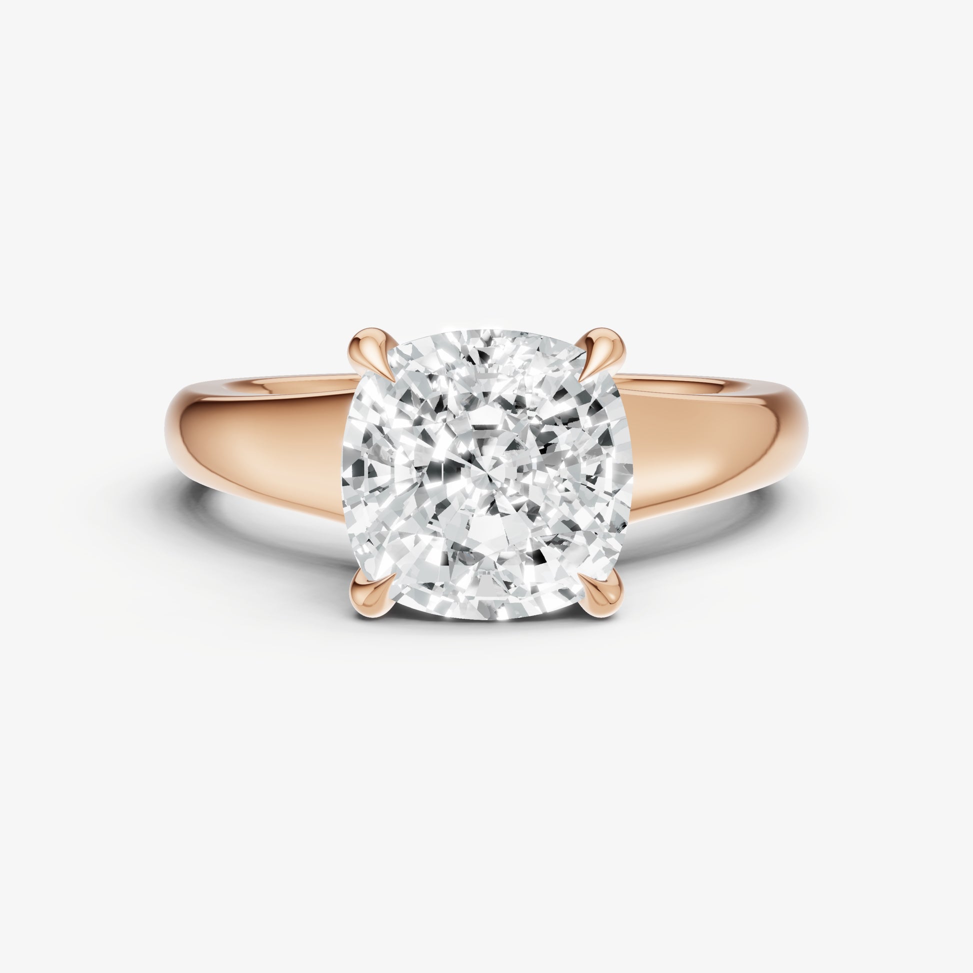 Cushion Solitaire Engagement Ring with Reverse Tapered Band