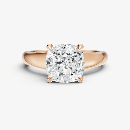 Cushion Solitaire Engagement Ring with Reverse Tapered Band