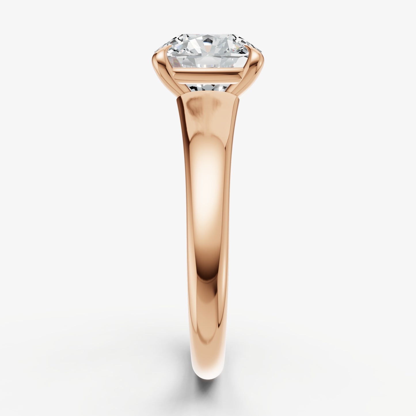 Cushion Solitaire Engagement Ring with Reverse Tapered Band