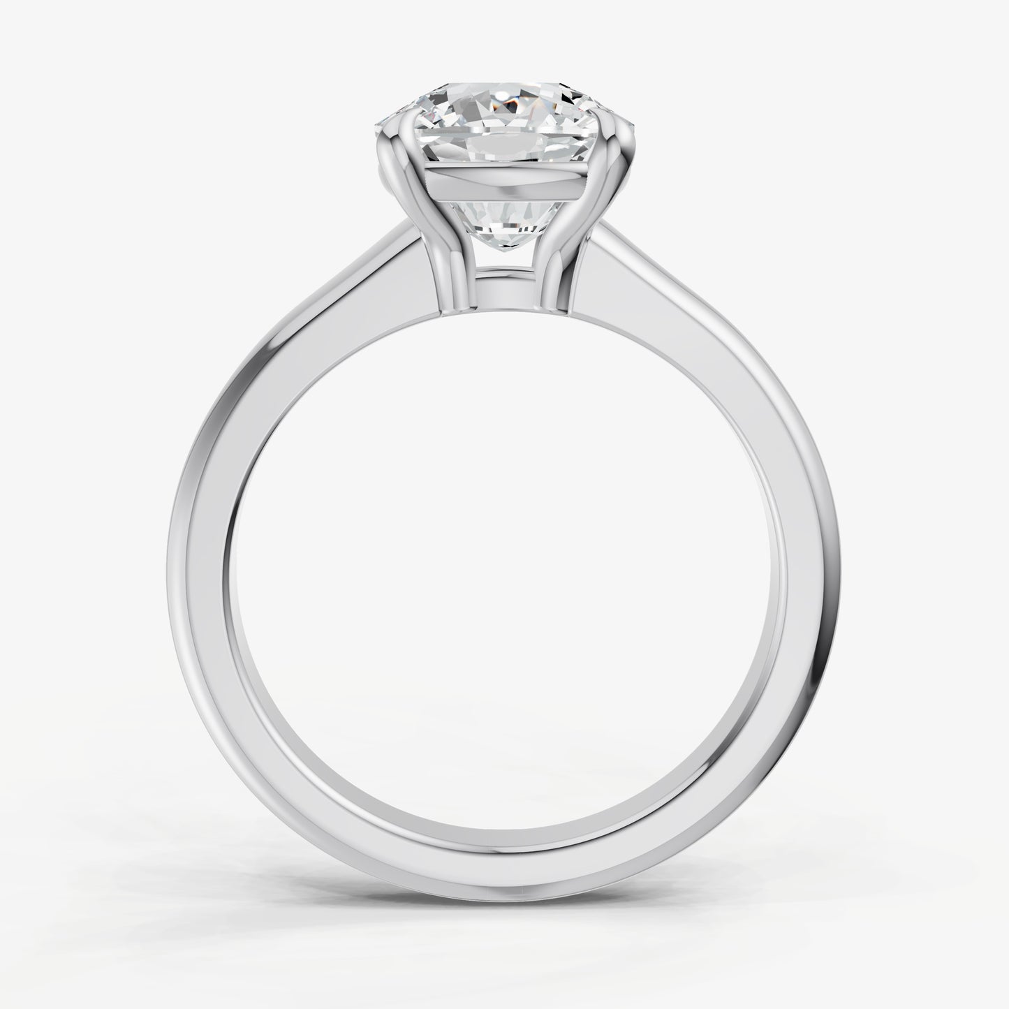 Cushion Solitaire Engagement Ring with Reverse Tapered Band