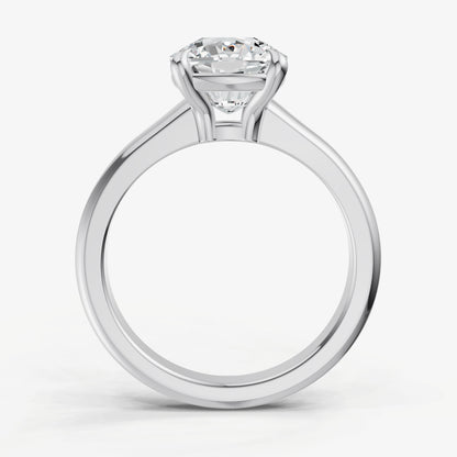 Cushion Solitaire Engagement Ring with Reverse Tapered Band