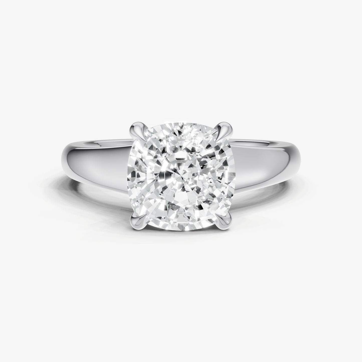 Cushion Solitaire Engagement Ring with Reverse Tapered Band