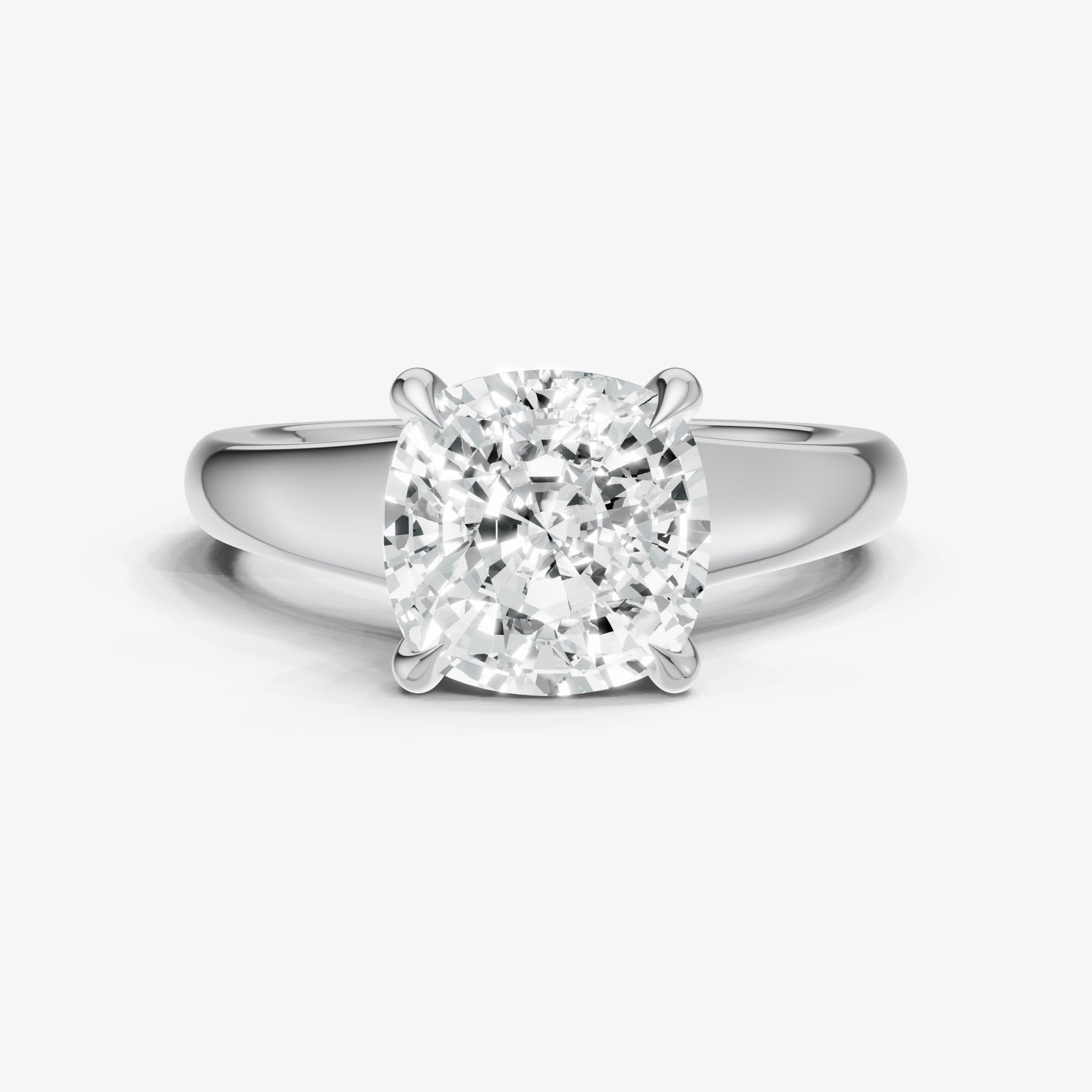 Cushion Solitaire Engagement Ring with Reverse Tapered Band