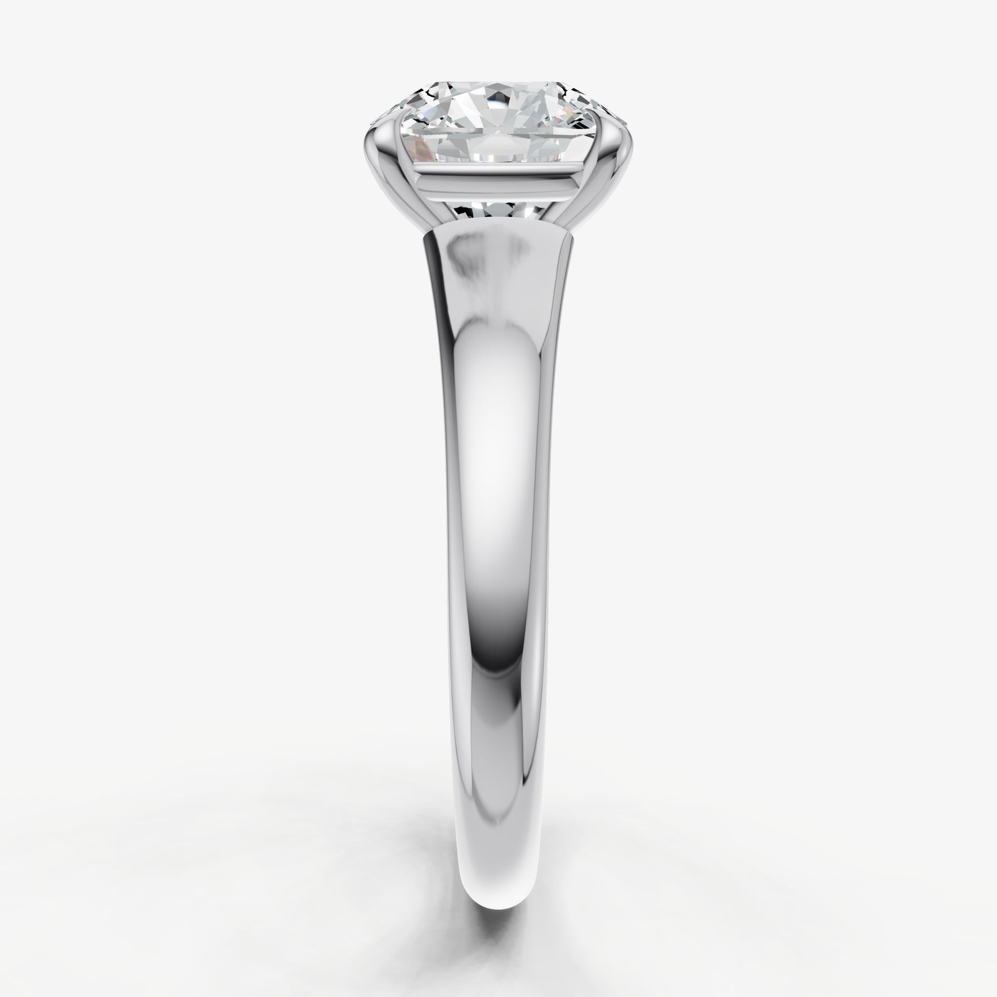 Cushion Solitaire Engagement Ring with Reverse Tapered Band
