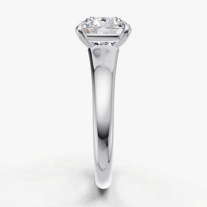 Cushion Solitaire Engagement Ring with Reverse Tapered Band