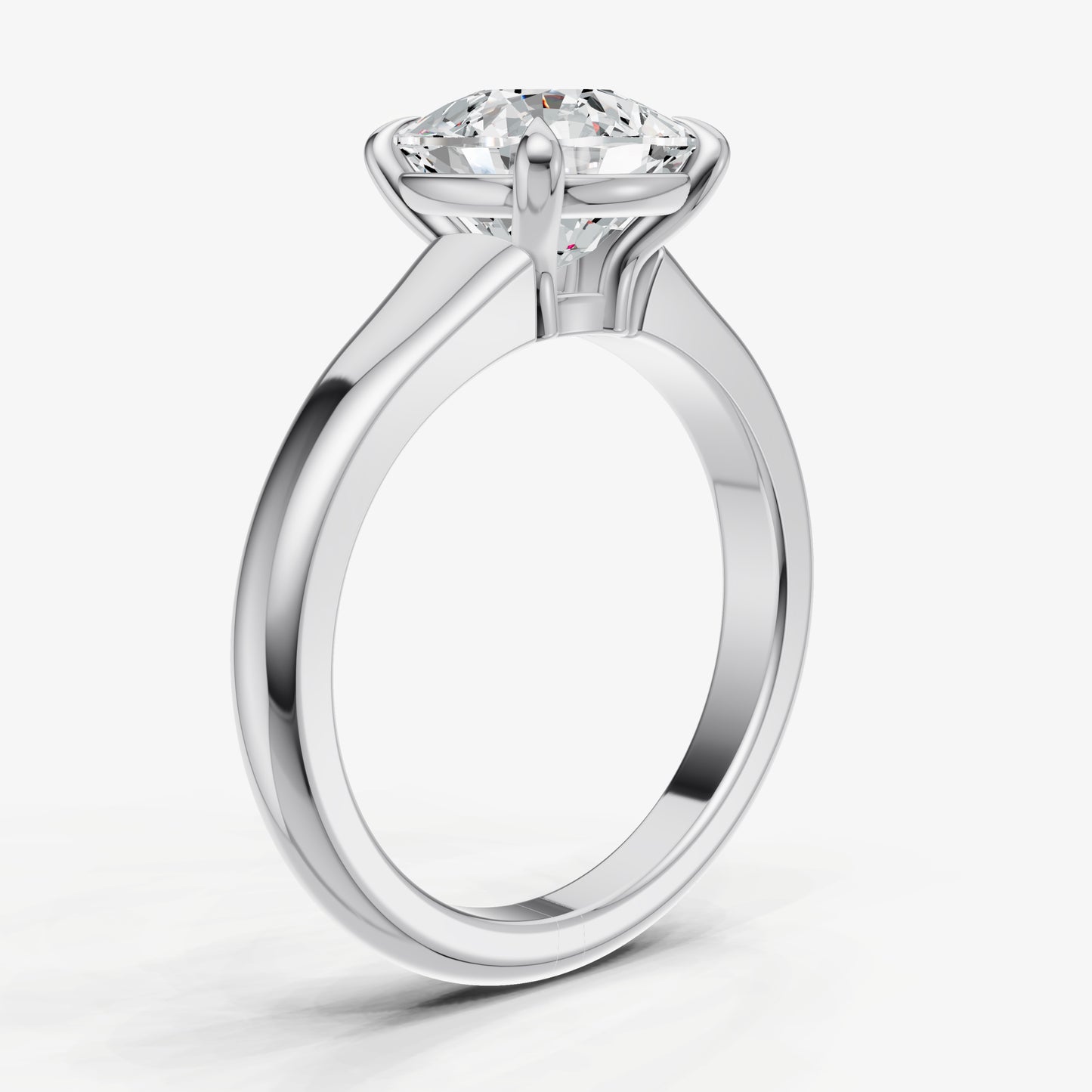 Cushion Solitaire Engagement Ring with Reverse Tapered Band