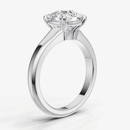 Cushion Solitaire Engagement Ring with Reverse Tapered Band