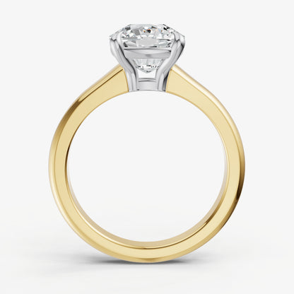 Cushion Solitaire Engagement Ring with Reverse Tapered Band