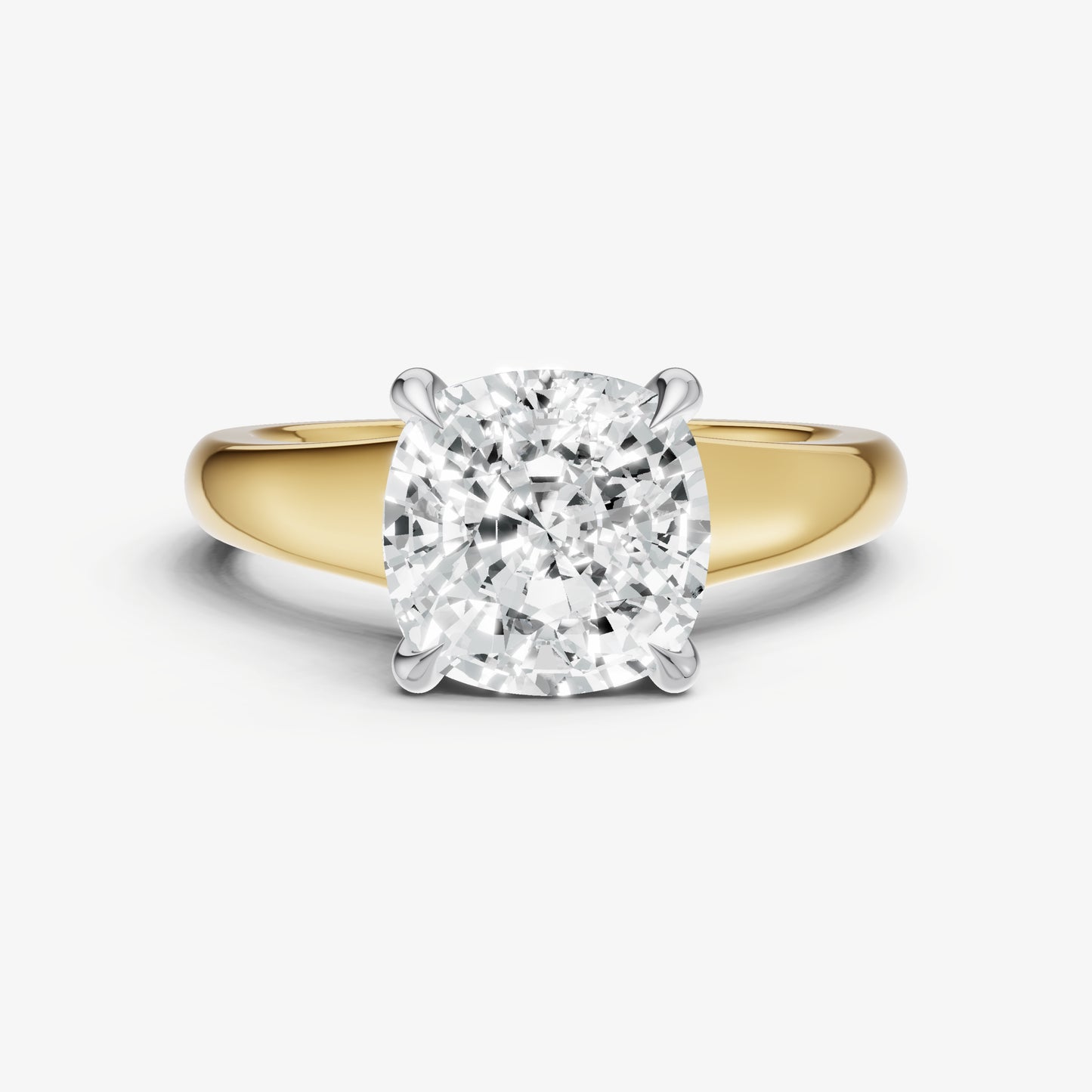 Cushion Solitaire Engagement Ring with Reverse Tapered Band