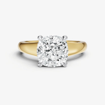 Cushion Solitaire Engagement Ring with Reverse Tapered Band