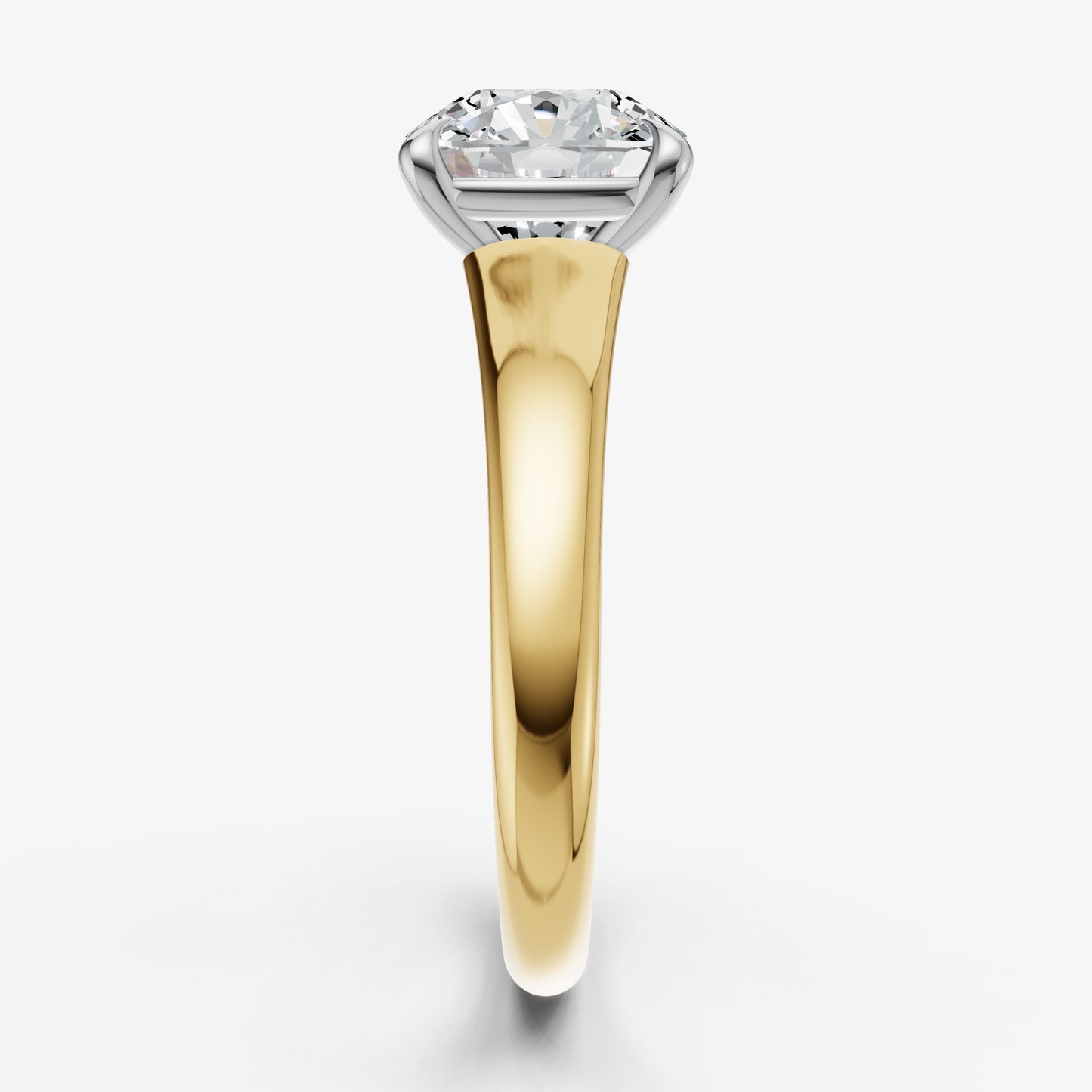 Cushion Solitaire Engagement Ring with Reverse Tapered Band