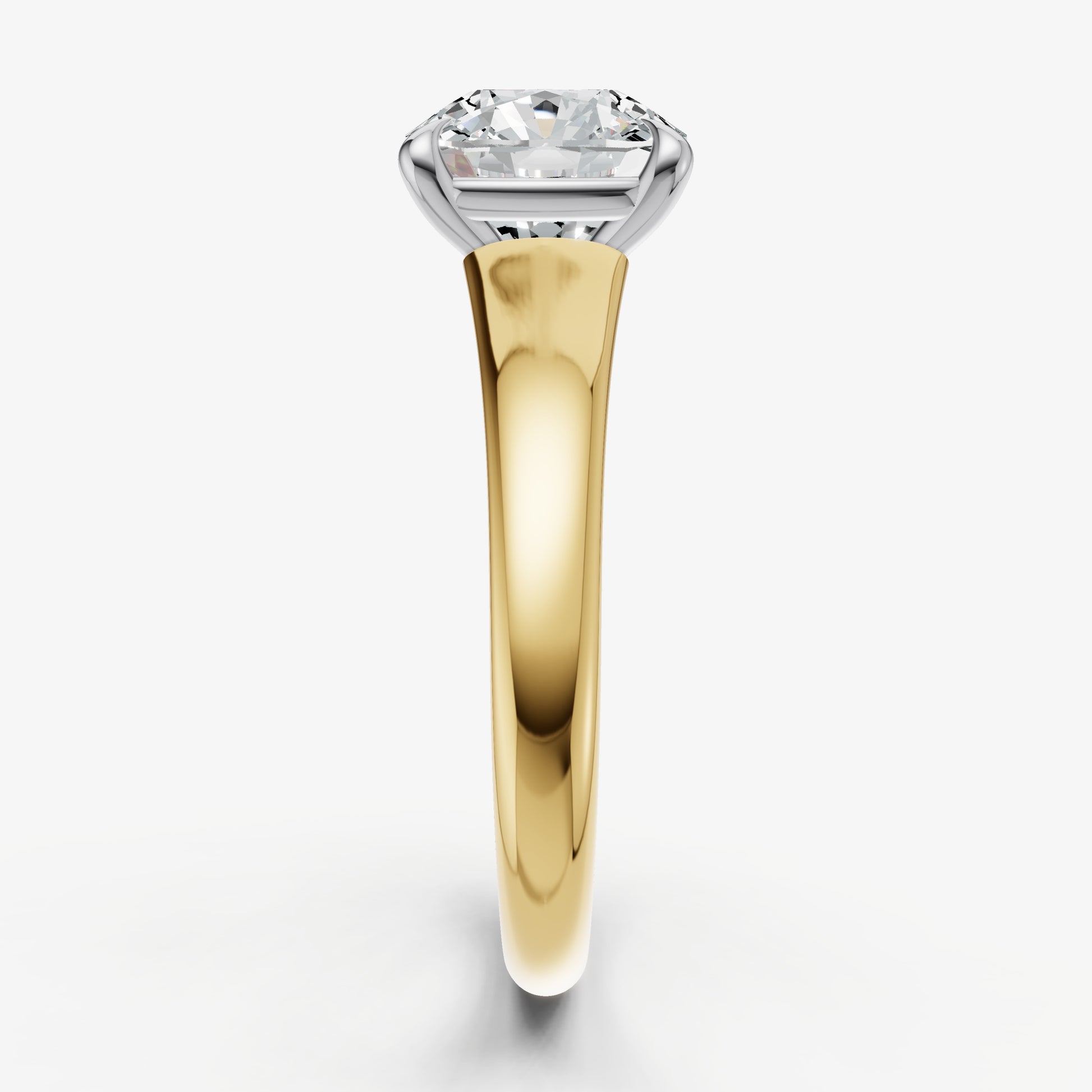 Cushion Solitaire Engagement Ring with Reverse Tapered Band