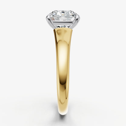 Cushion Solitaire Engagement Ring with Reverse Tapered Band