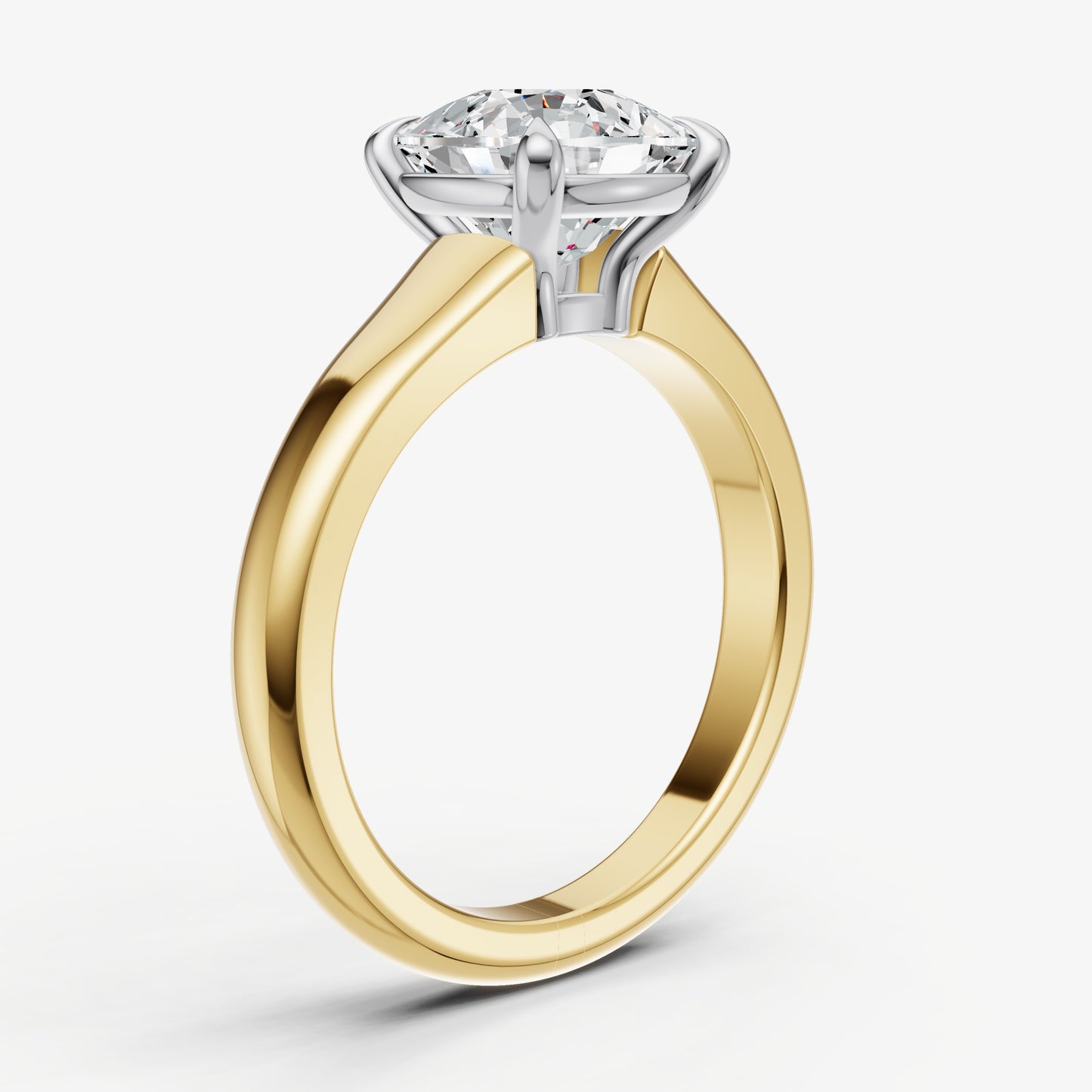 Cushion Solitaire Engagement Ring with Reverse Tapered Band