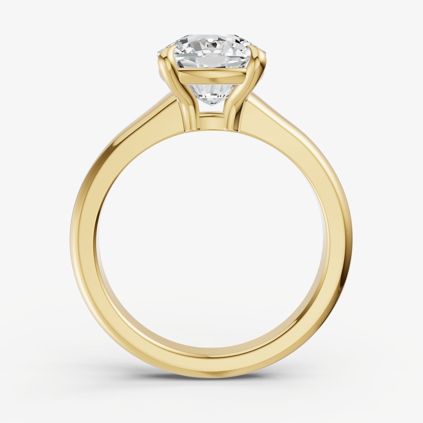 Cushion Solitaire Engagement Ring with Reverse Tapered Band