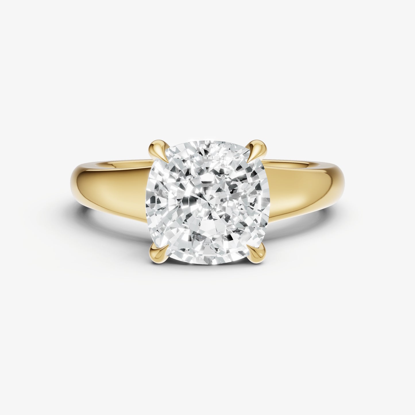 Cushion Solitaire Engagement Ring with Reverse Tapered Band