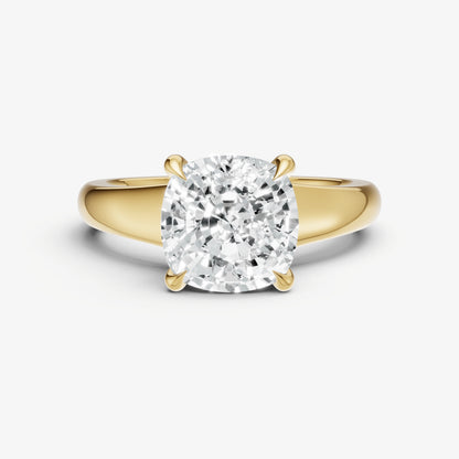 Cushion Solitaire Engagement Ring with Reverse Tapered Band